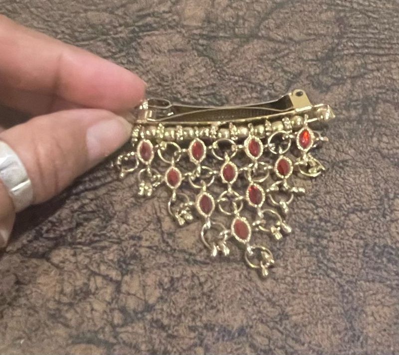 Elegant Red Stone Hair Clip