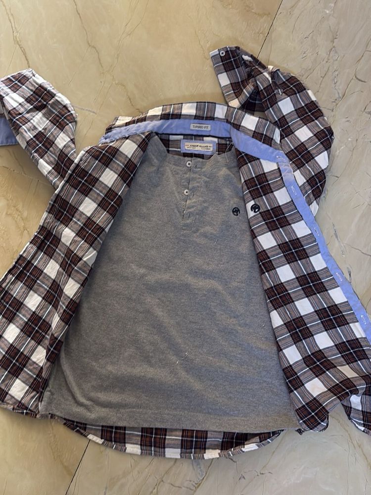 BOYS SHIRT W HENLEY ATTACHED
