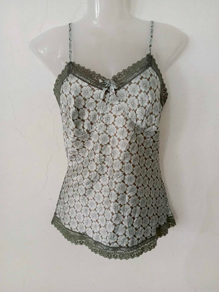 Floral Lace Trim Cami Top