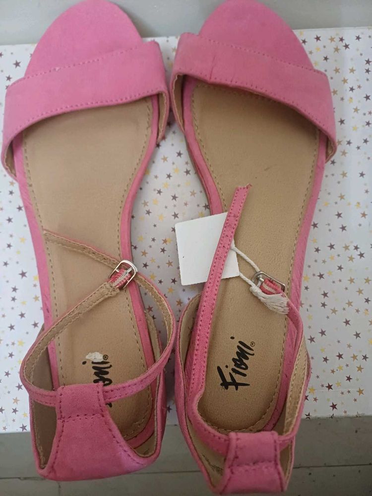 Pink Suede Flat Sandals