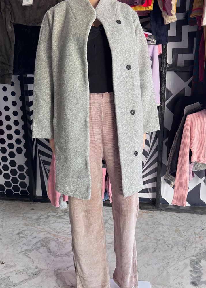 Grey Wool Blend Coat
