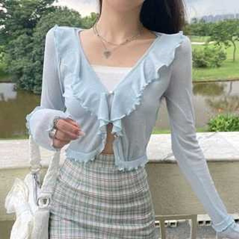 Sheer Ruffle Cardigan