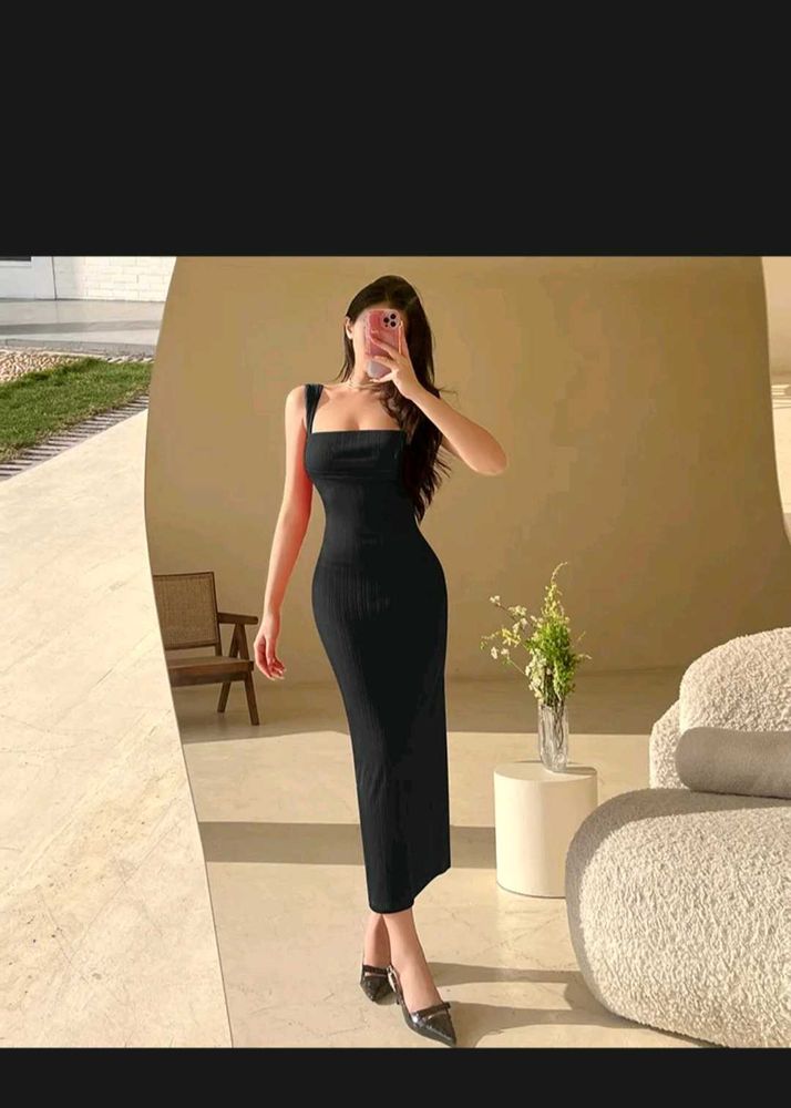 Elegant Black Midi Bodycon Dress