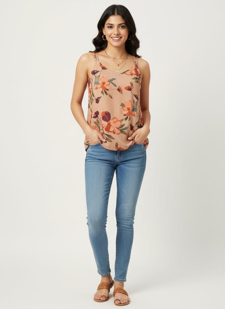 Floral Print Sleeveless Top