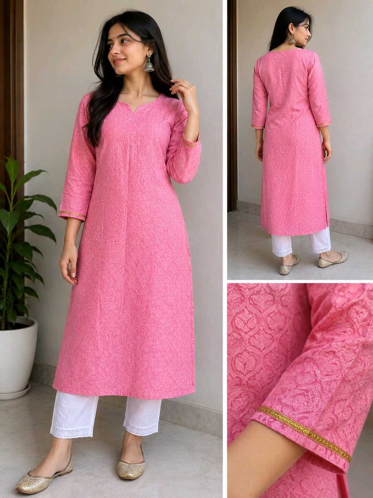 Elegant Pink Textured Kurta