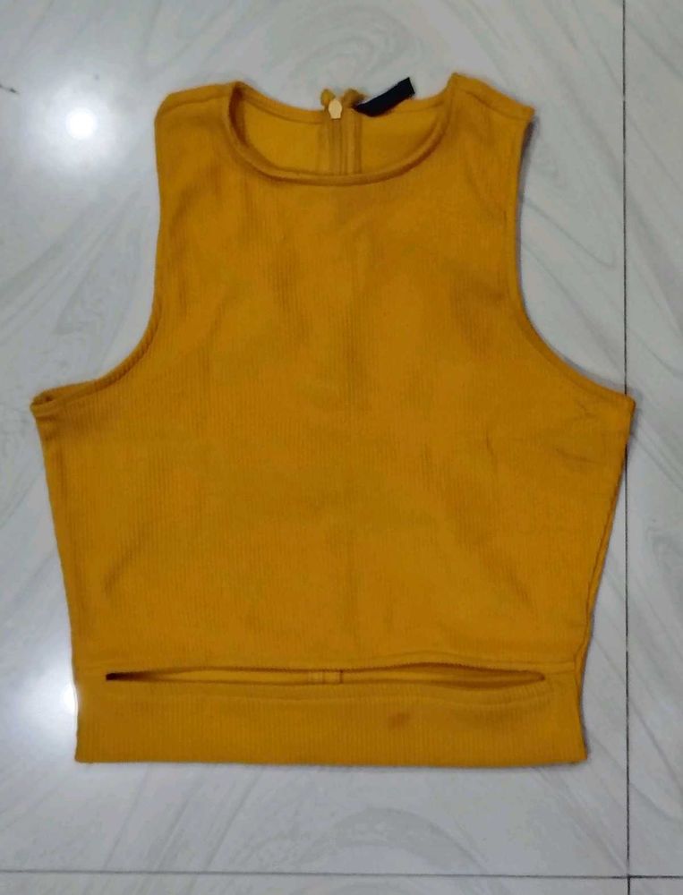 Yellow Crop Top with y2k cut out