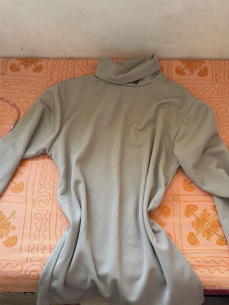 AJIO Brown Turtleneck Top
