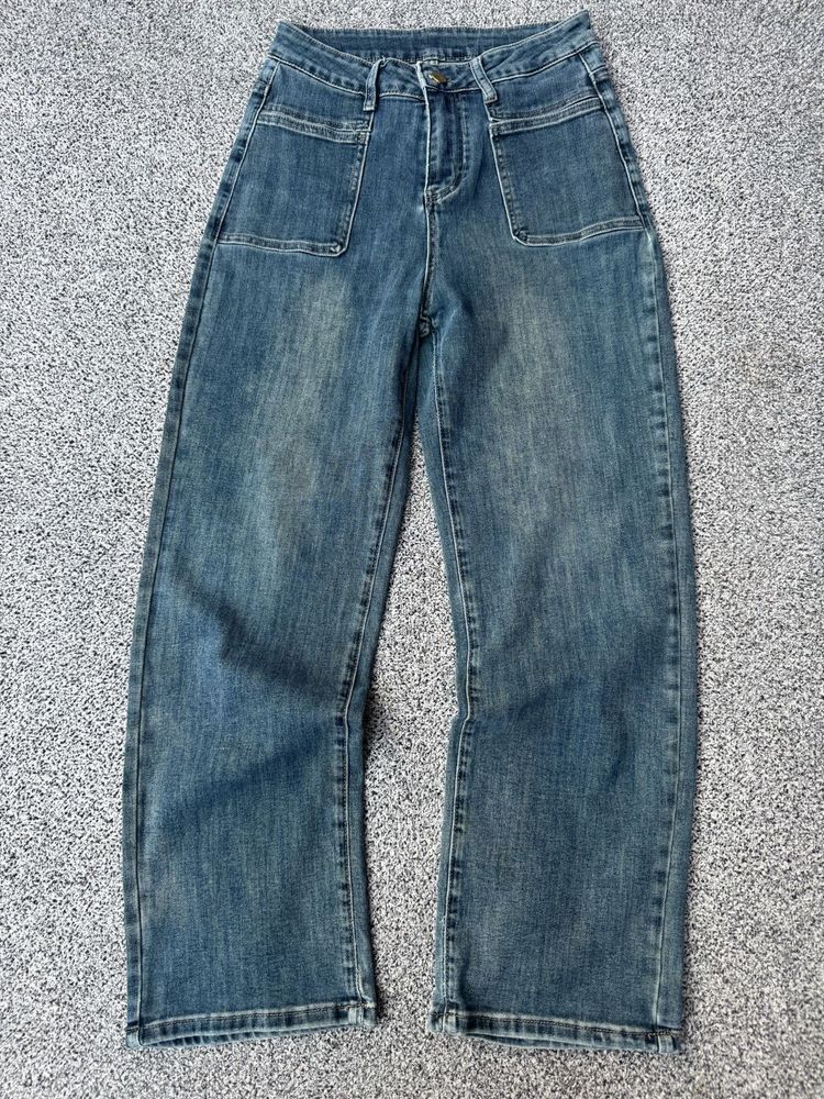 Stylish Blue Denim Wide Leg Jeans