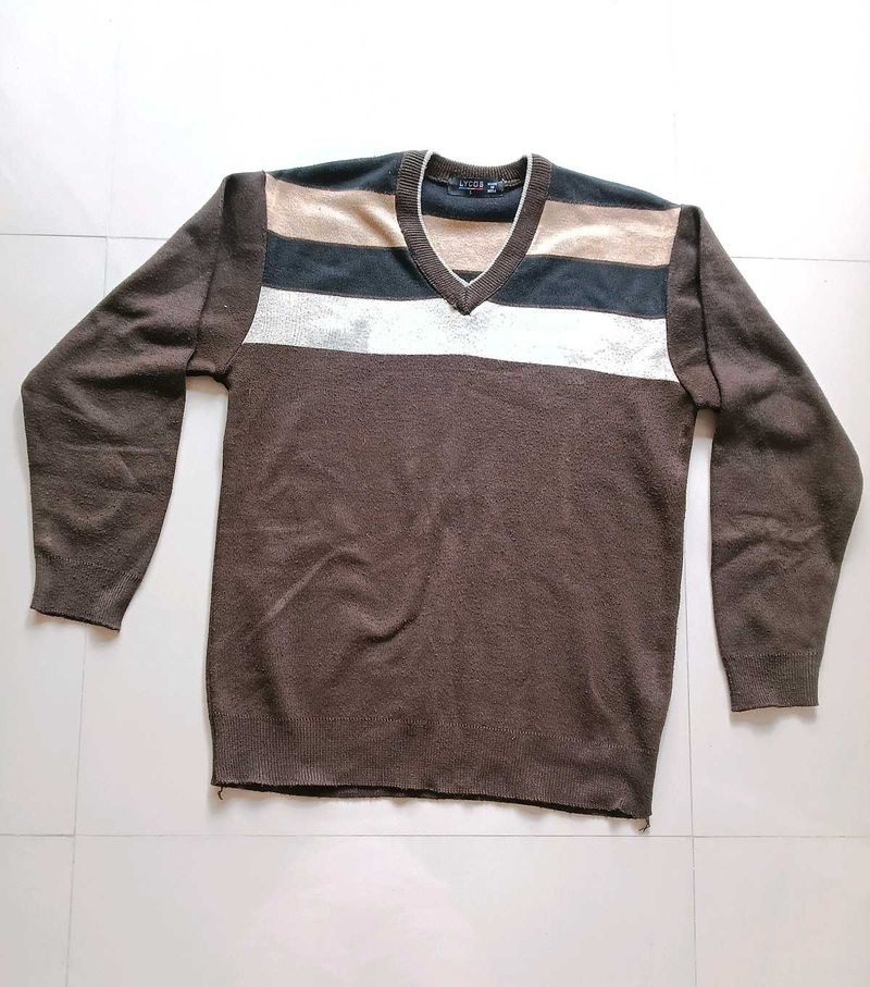 Men's Striped V-Neck Sweater