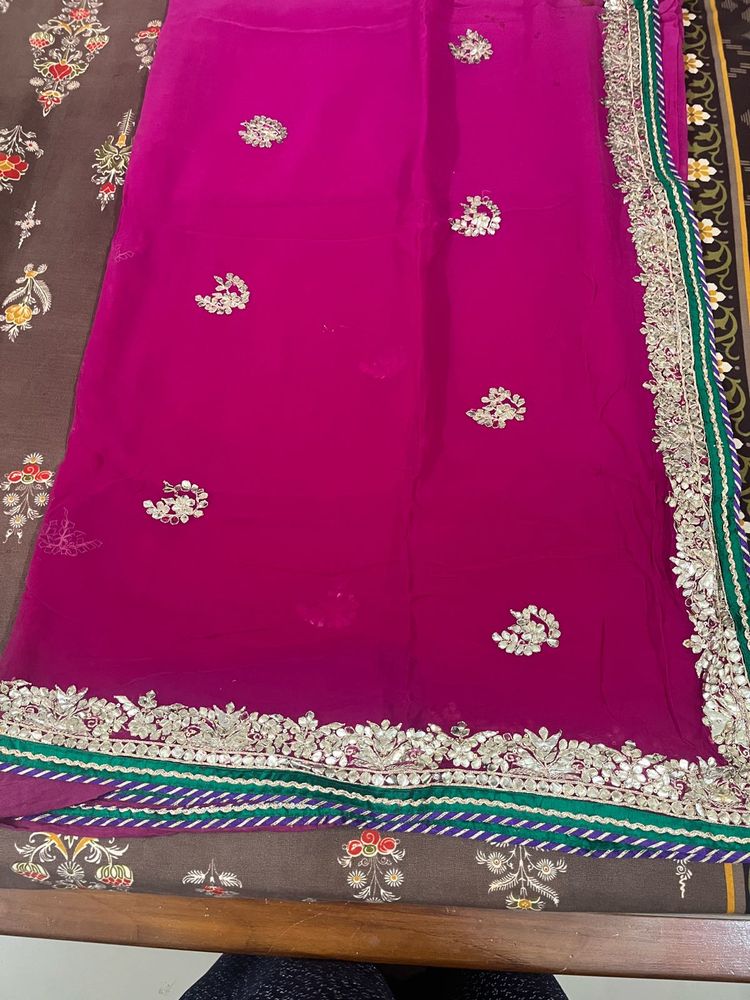 purple pink saree