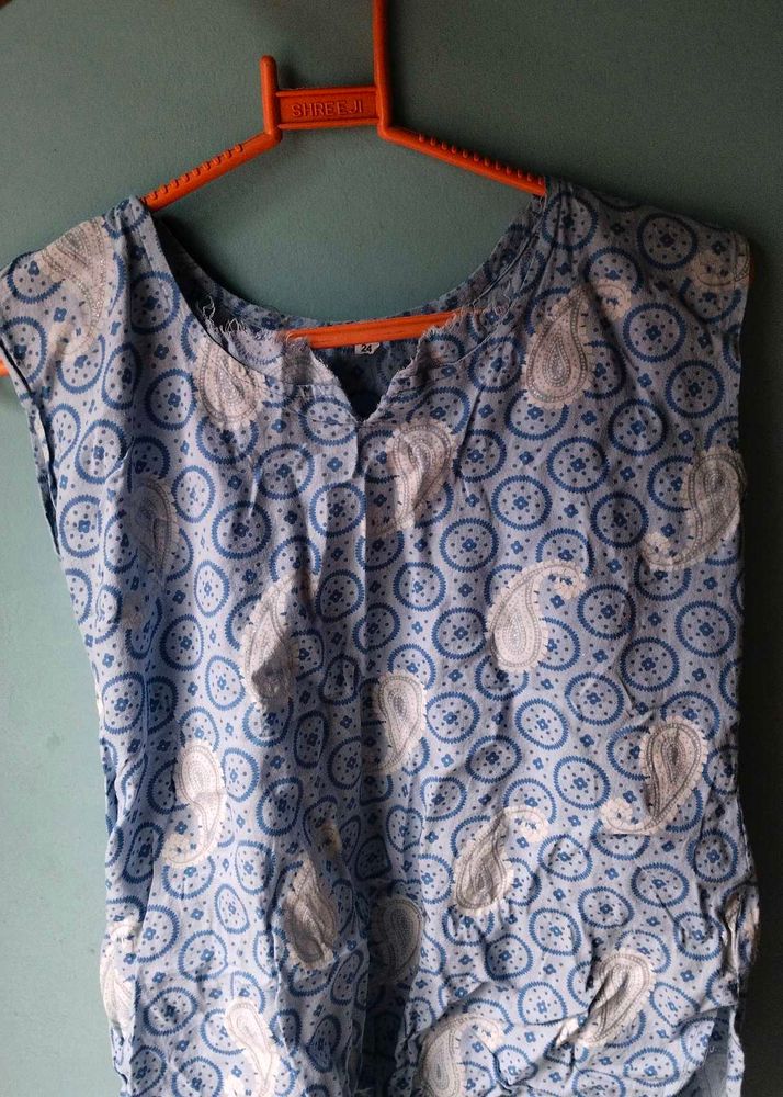 Blue Paisley Print Kurta / cotton