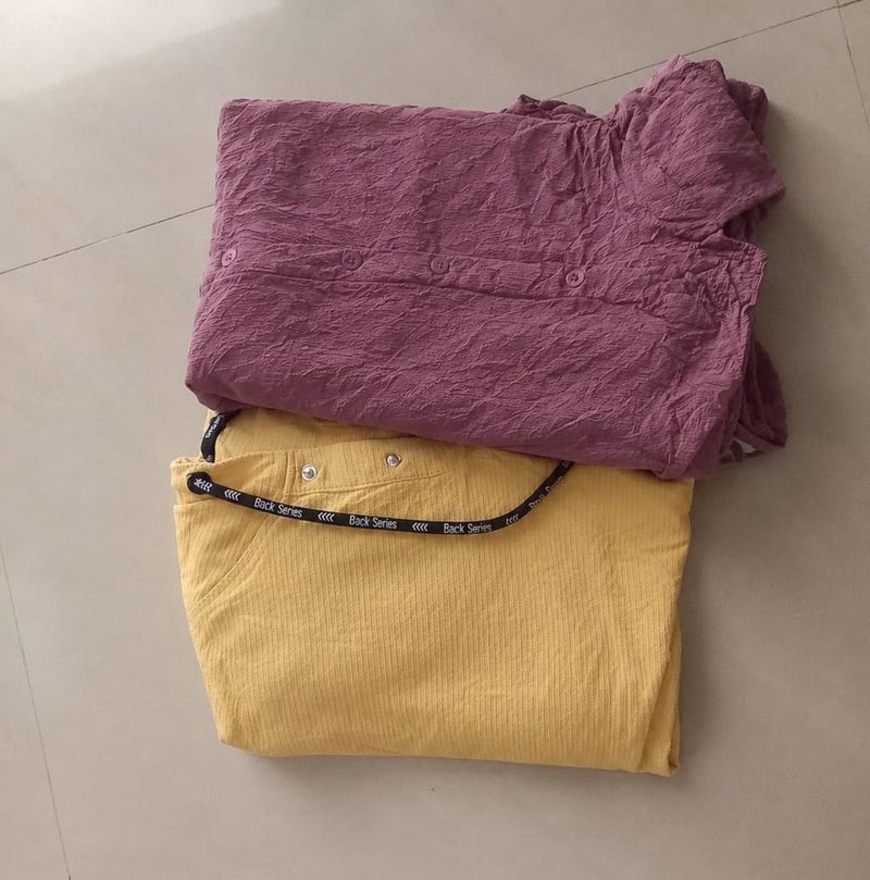 stylish woman’s mauve pink button shirt and yellow