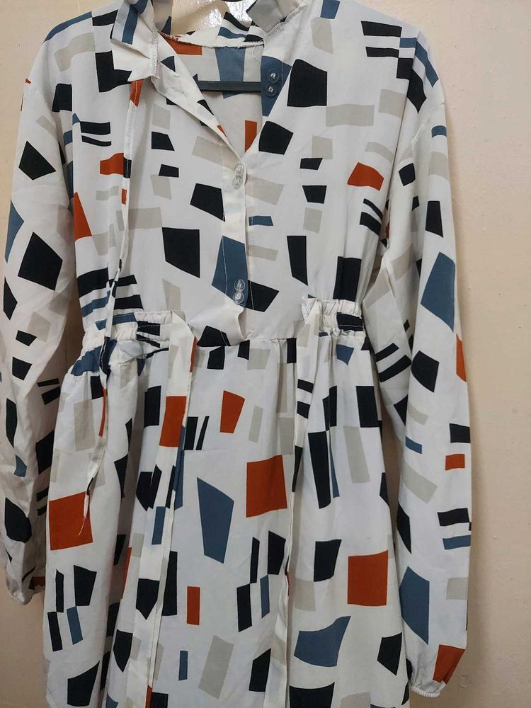 white printed dress
