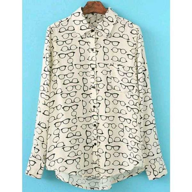 Glasses Print Button-Down Shirt