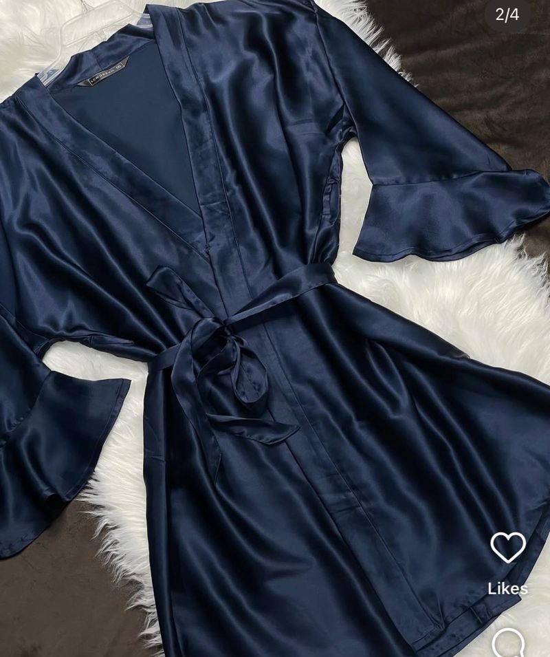 Satin Navy Robe