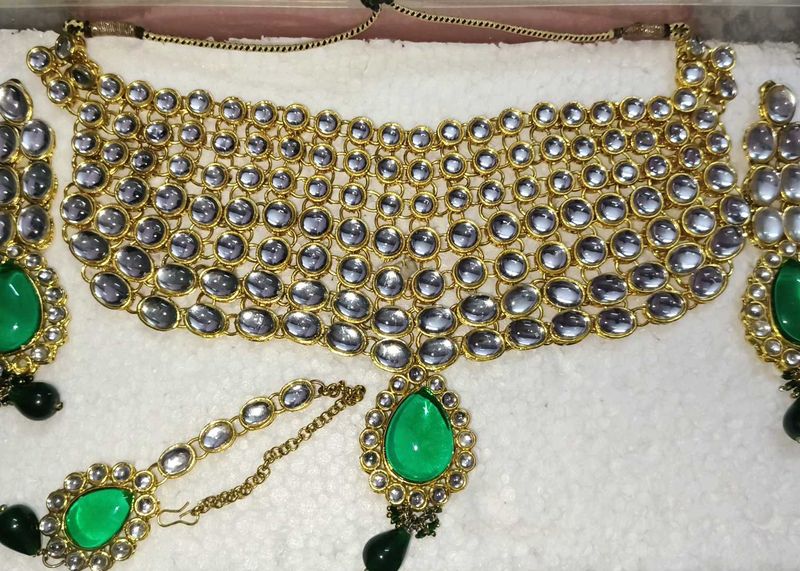 Elegant Kundan &amp; Emerald Jewellery Set💥💕