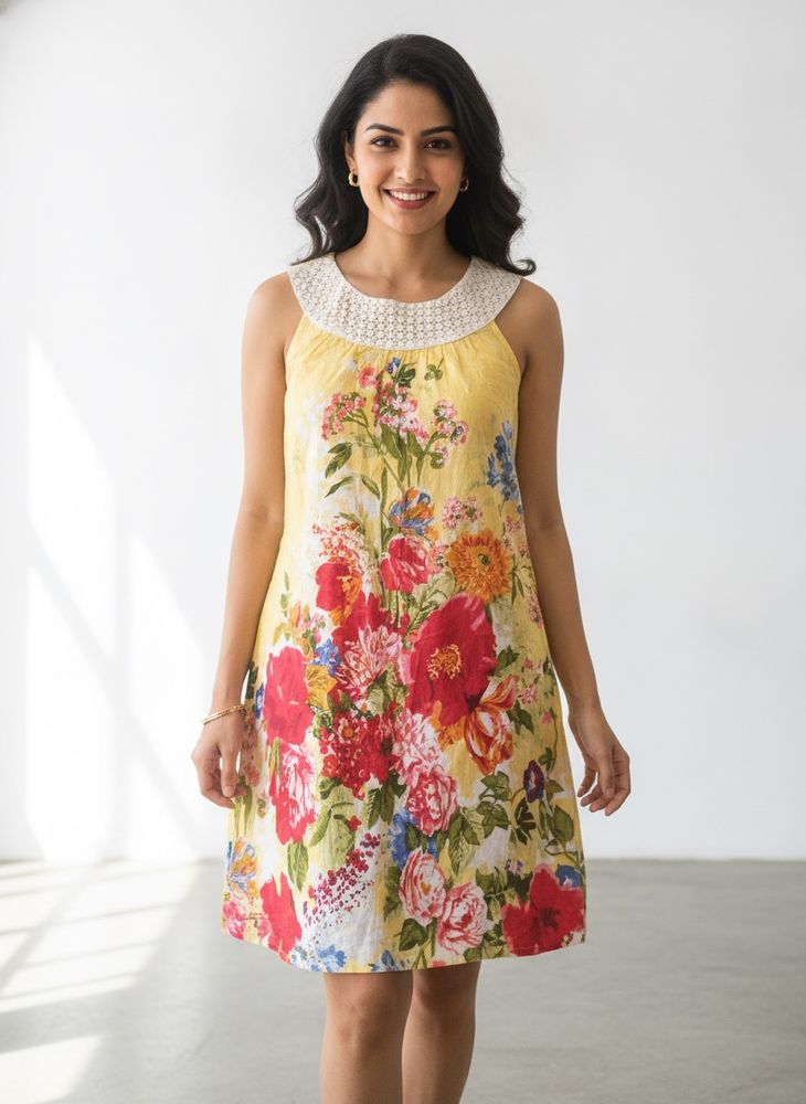 Vibrant Floral Print Sleeveless Dress