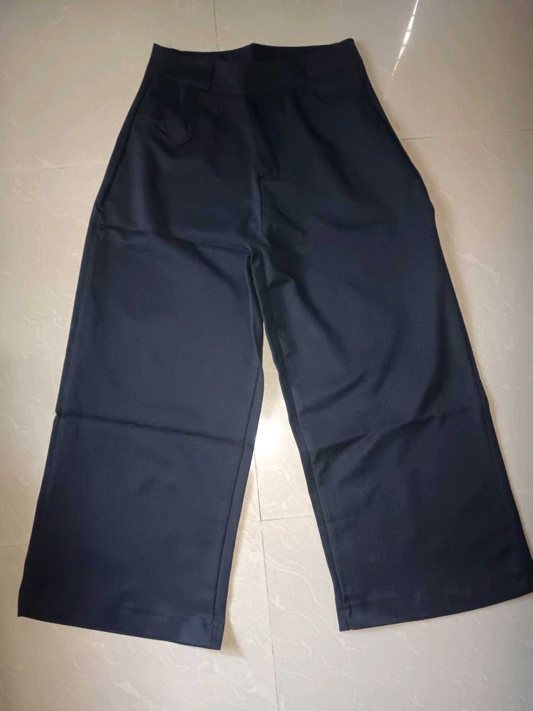 Stylish Wide-Leg Navy Pants