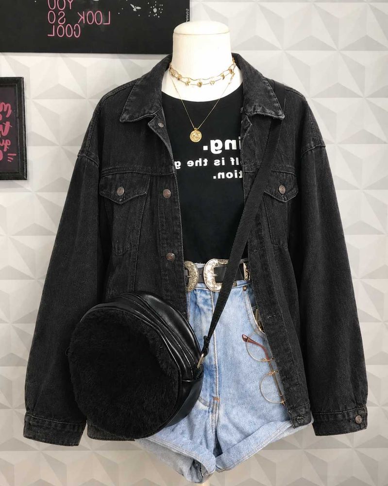 Black Denim Jacket Outfit
