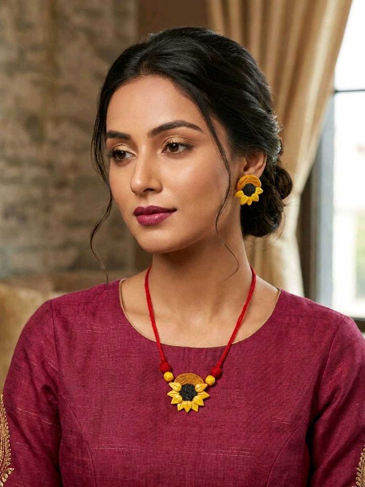 Sunflower Necklace &amp; Earrings Set