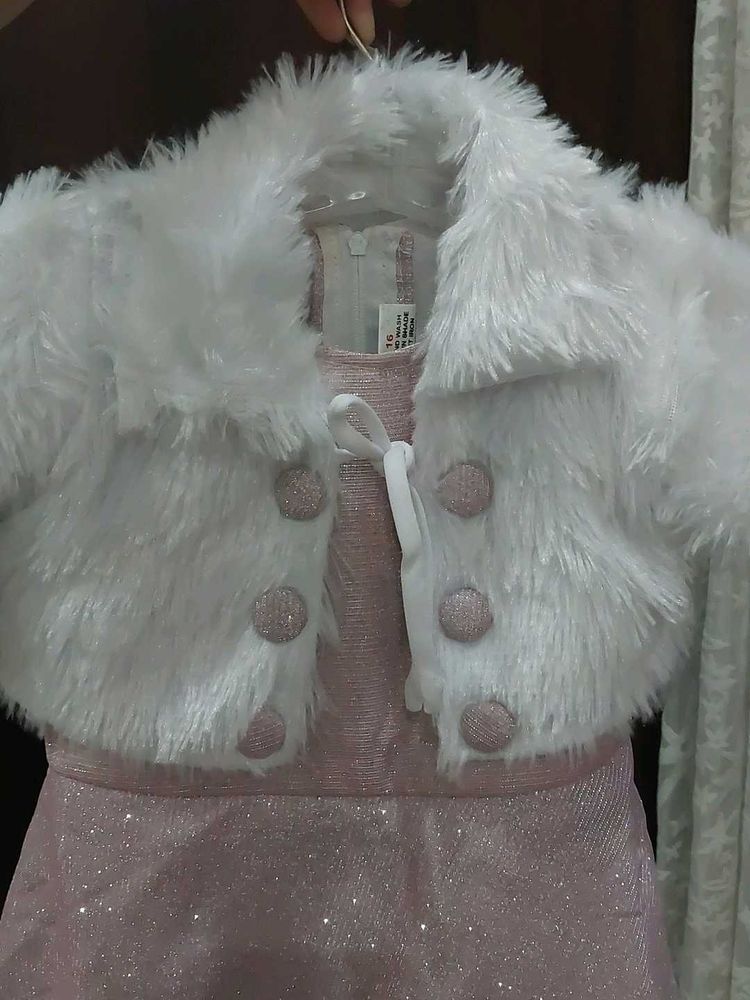 Cute Girls' Dress with Fur Shrug 💗