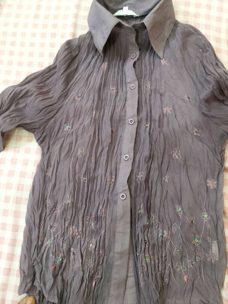 Embellished Crinkle Shirt