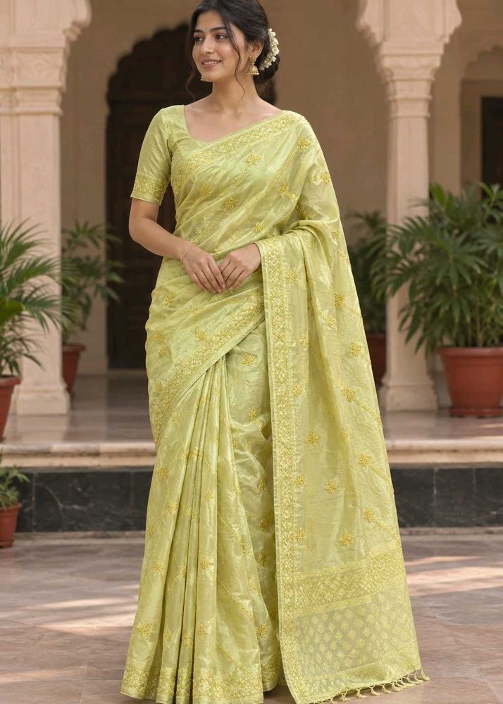 Beautiful Yellow Embroidered saree