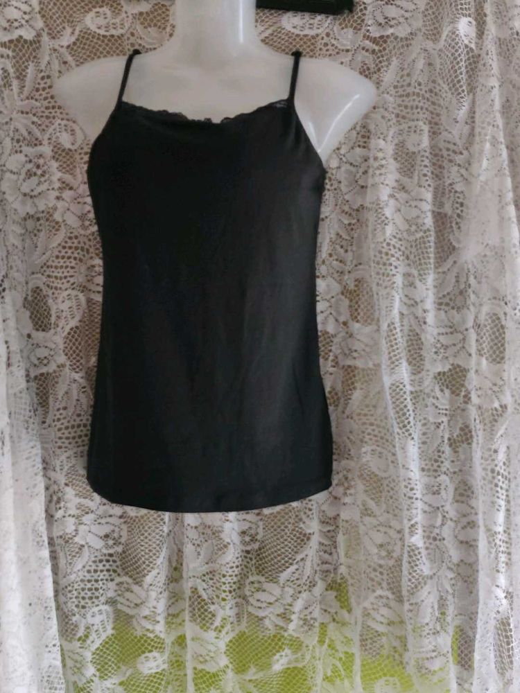 Black Lace Trim Camisole Tank Top