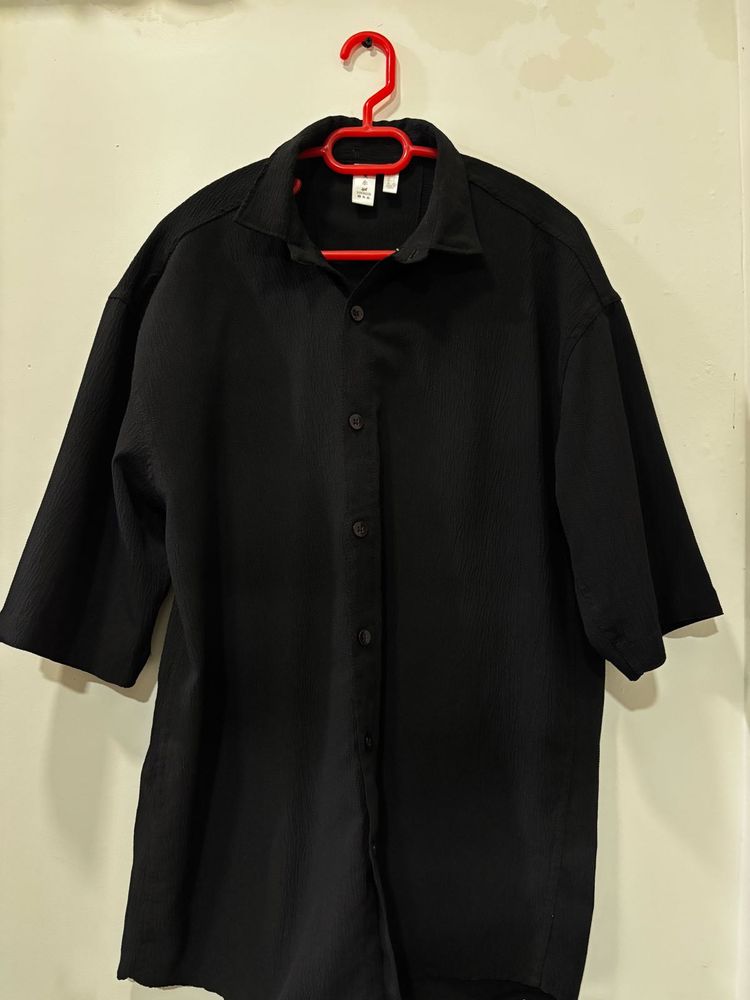 Black Oversized Short Sleeve Shirt