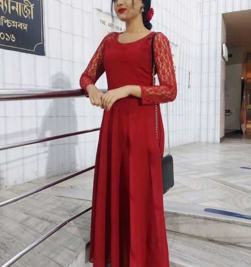 Hello Design Maroon Dress ( S)