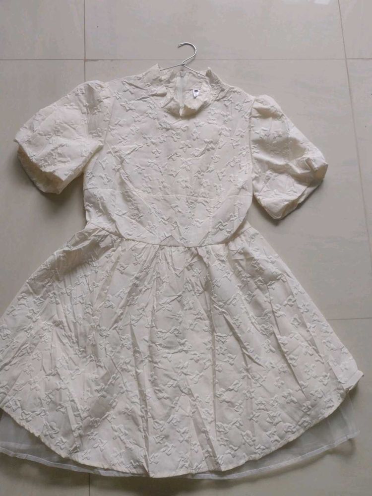 cheongsam white puff sleeve dress