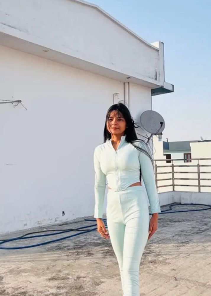 Stylish Light Blue Two-Piece Set