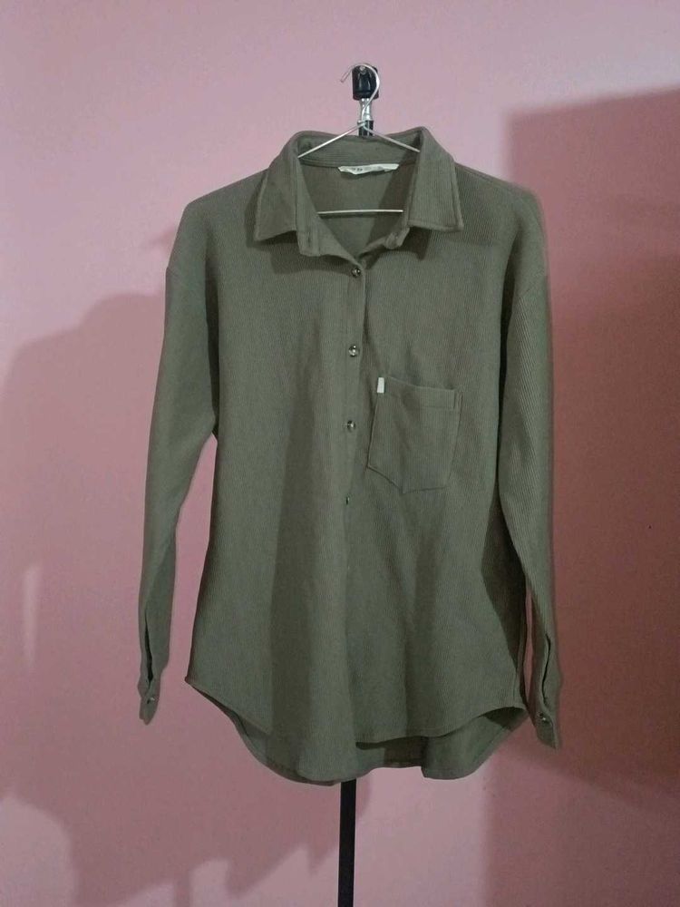 Stylish Khaki Button-Up Tunic Top