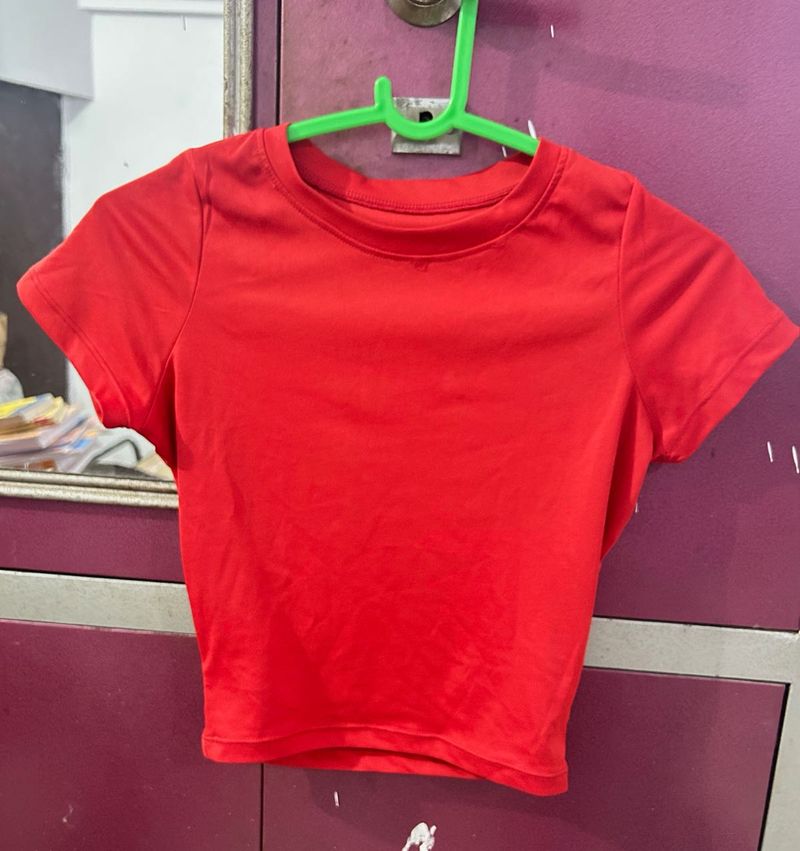 Bright Red Cropped T-Shirt