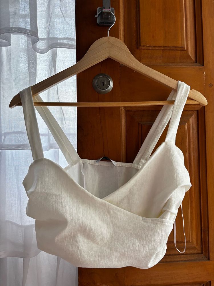 White Wrap Crop Top