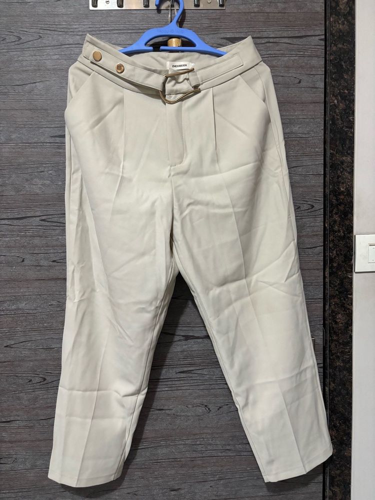 Stylish Beige Cropped Trousers