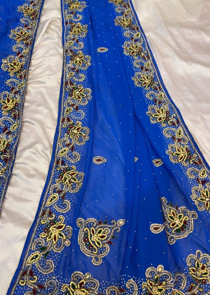 royal blue Emblished saree