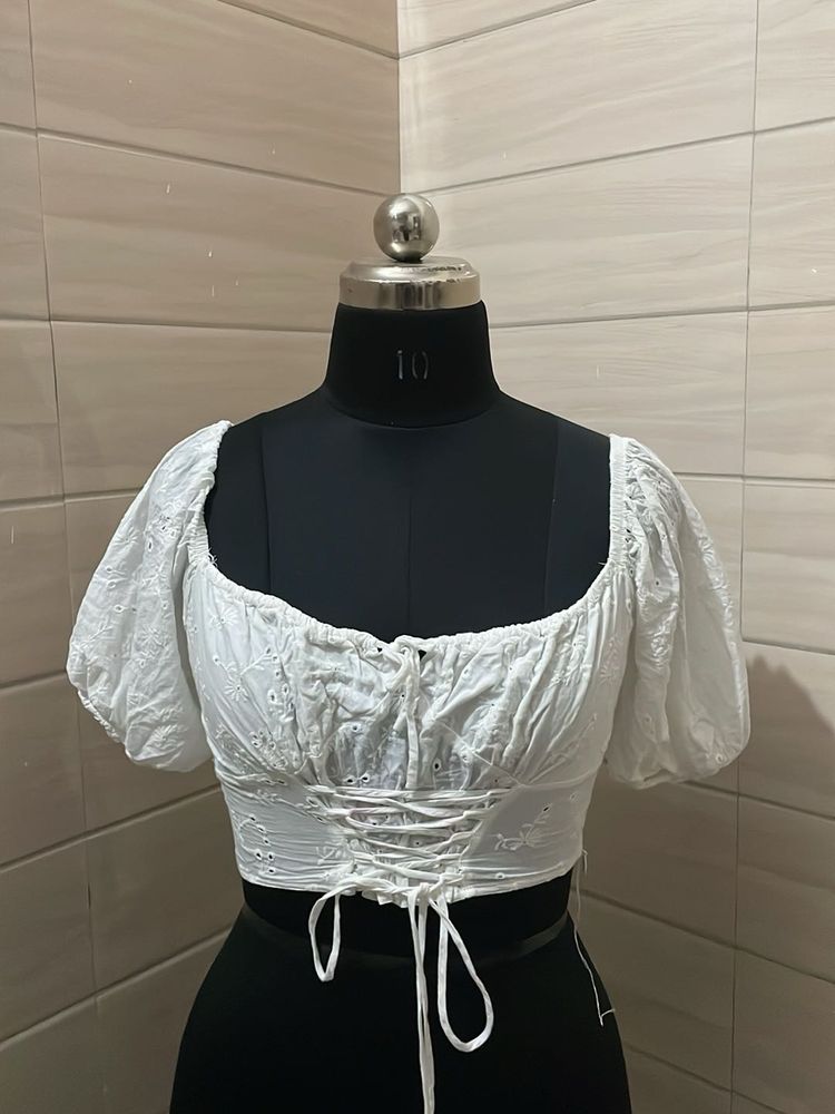 White Broderie Anglaise Corset Top