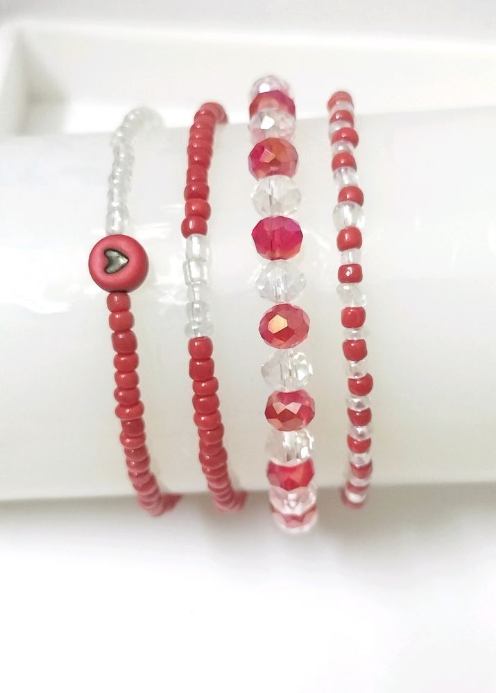 Red Beads Bracelet Set