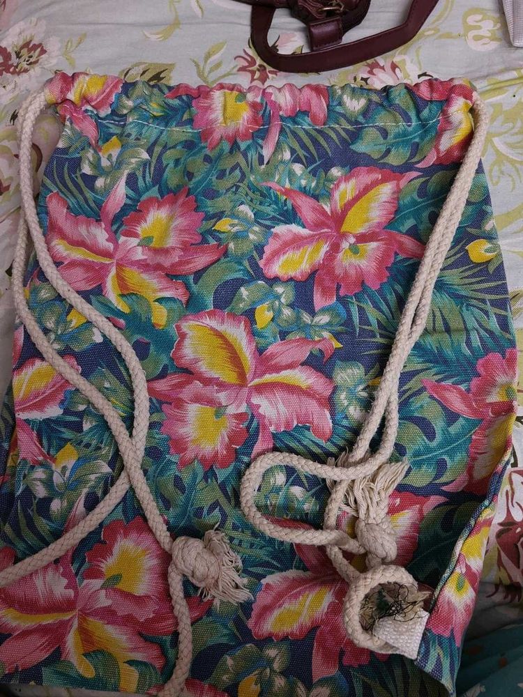 Tropical Floral Drawstring Backpack