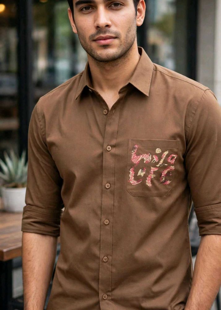 Men's Brown Pocket Shirt