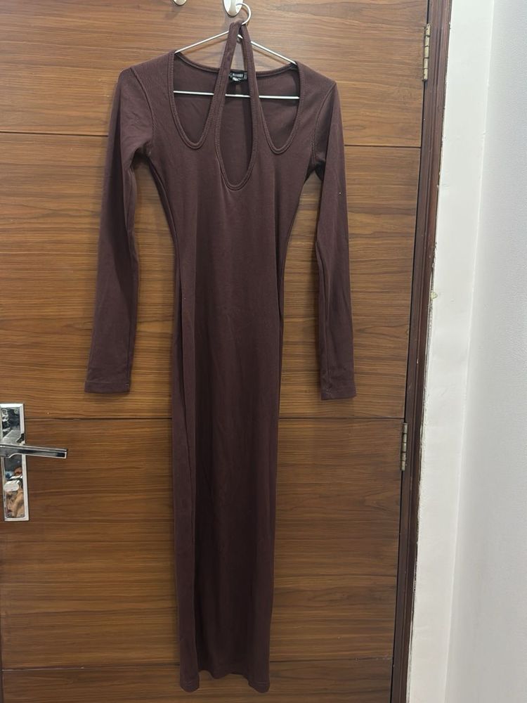Brown Cutout Maxi Dress