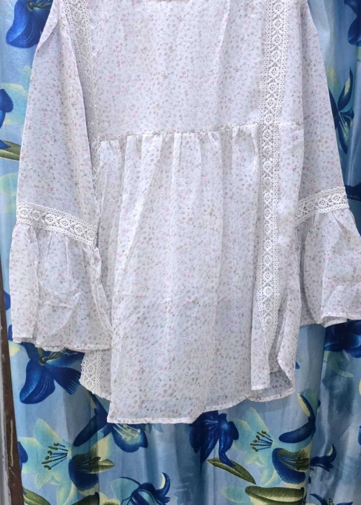 Sheer Floral Print Peplum top