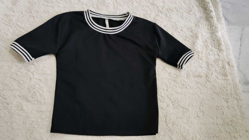 Black Striped Trim T-Shirt