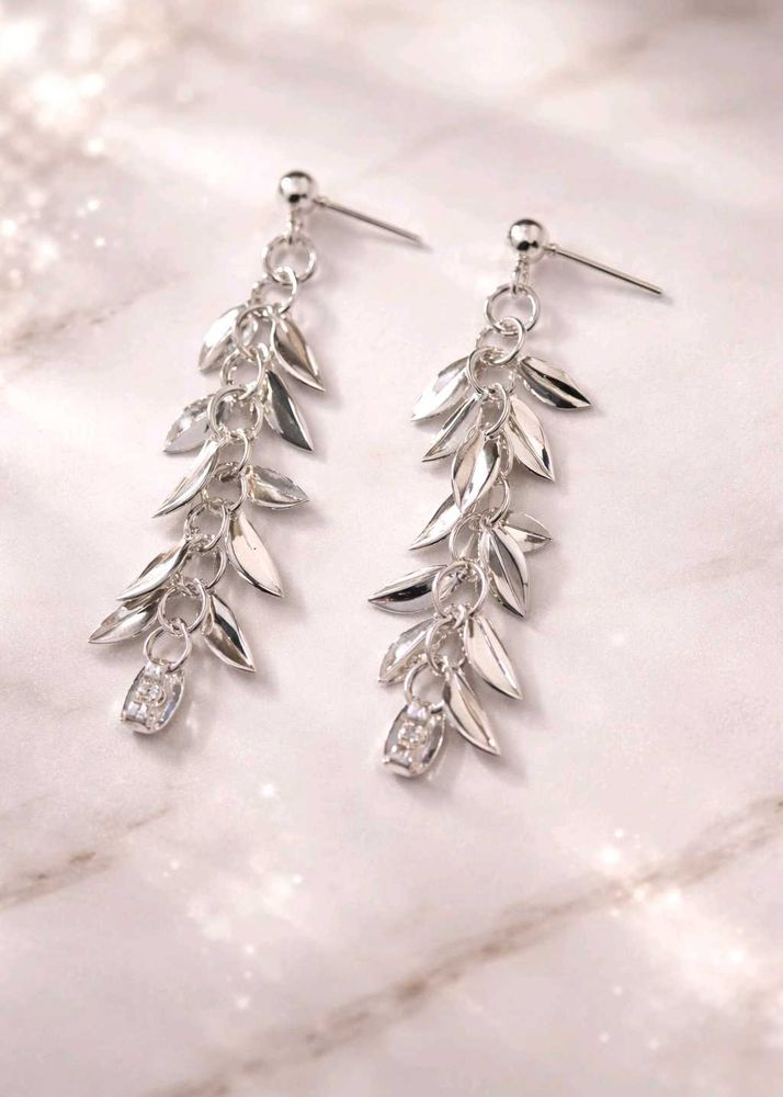 Silver Leaf Dangle Earrings