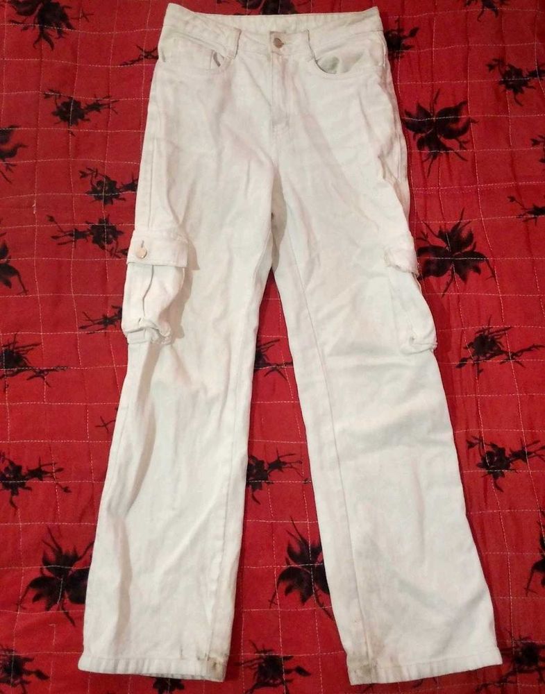 White Cargo Jeans