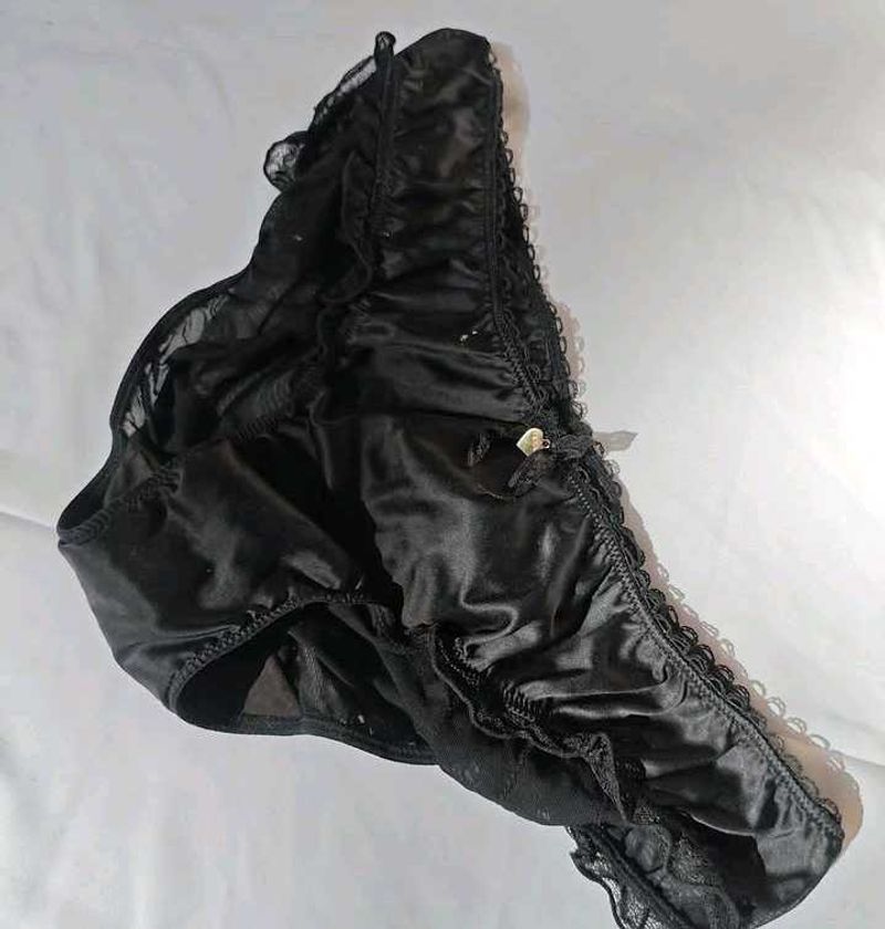 Satin Black Lace Trim Panty