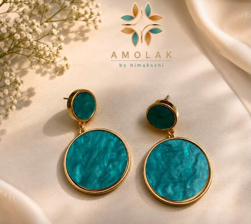 Bohemian Teal Round Drop Earrings