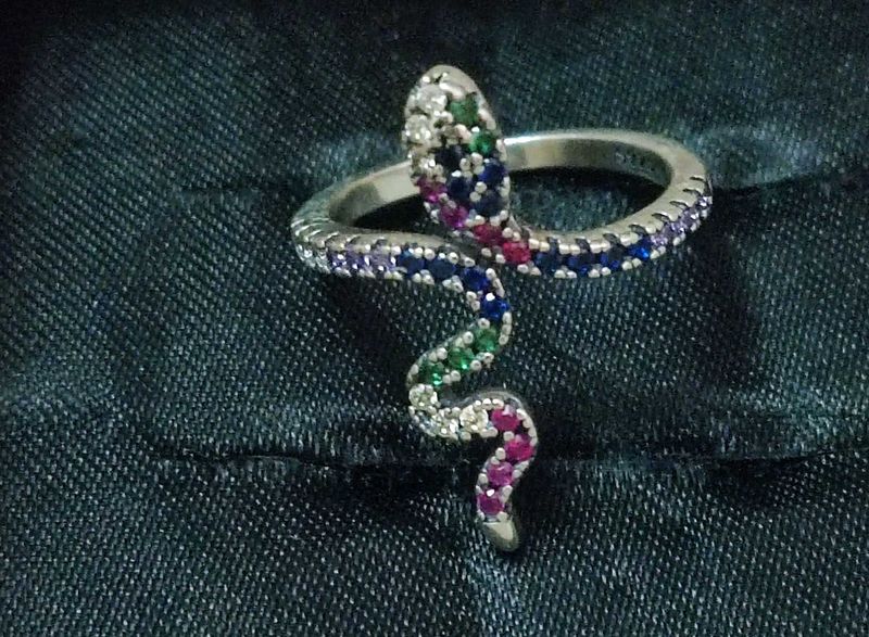 925 pure silver sparkling snake Ring # fixed price