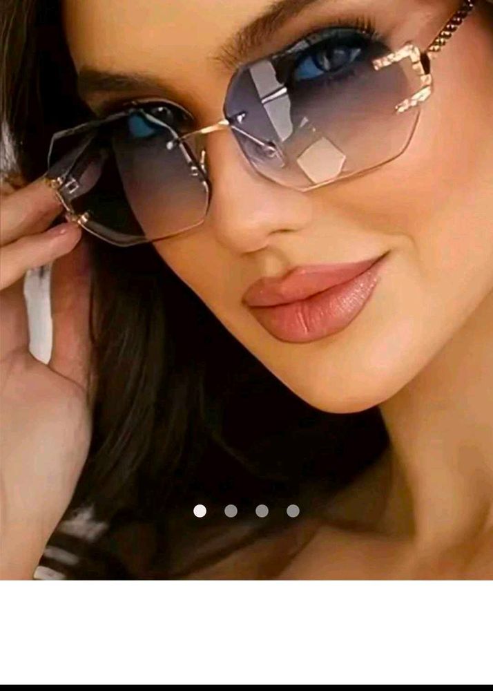 Glamorous Faceted Rimless Sunglasses